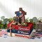 4-Piece Memorial Day Wooden Book Stack Decorations – Patriotic Red, White & Blue Tiered Tray Décor with Boots, Cross, Helmet & Flag for Home, Office & Veterans Day